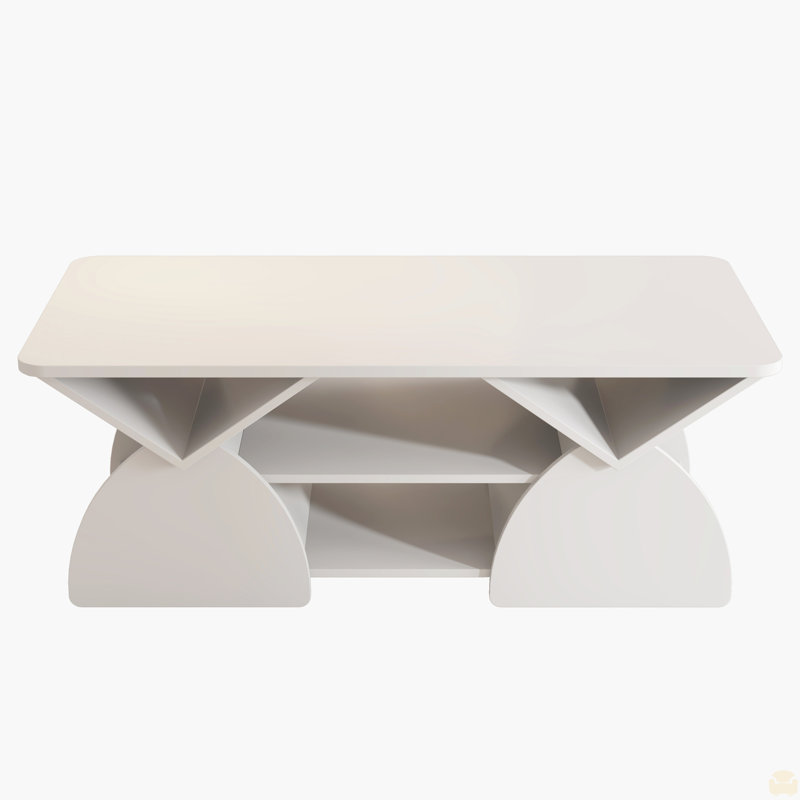 Table basse de coin rectangulaire en bois d'ingénierie, Blanc