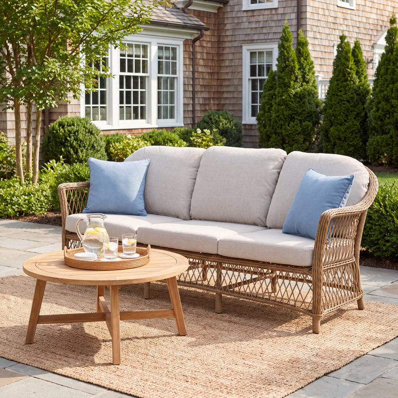 Kyla Wicker Patio Sofa with Cushions