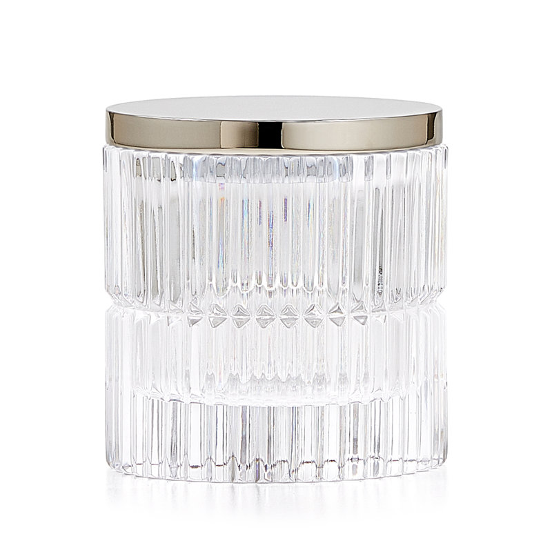 Prisma Glass Bathroom Storage Container, Clear/Polished Nickel