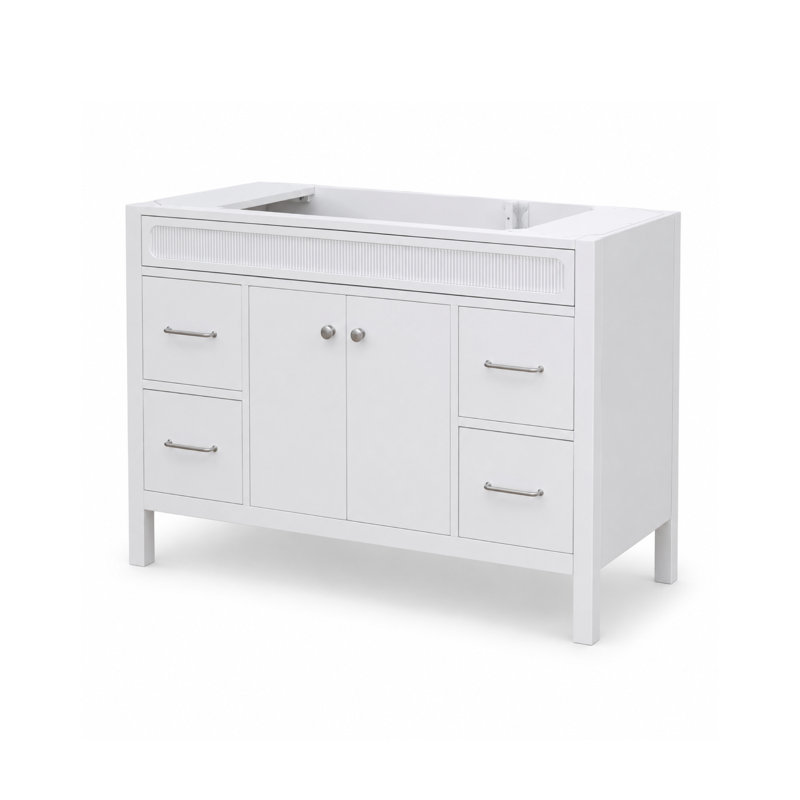 Meuble-lavabo sur pied Selvaro Glacier, fini peint, 122 cm (L) x 53 cm (P), lavabo simple, Glacier, 48" W