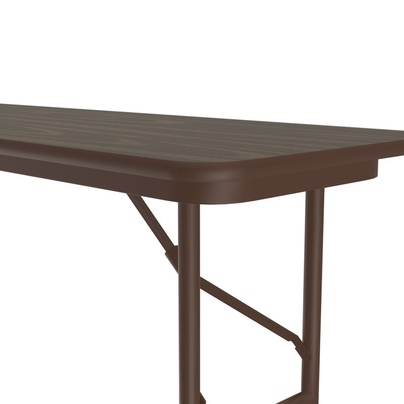 Medium Oak and Brown Steel Rectangular Folding Table