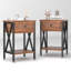 Ensemble de tables basses 3 pièces avec 2 tables de bout, ensemble de meubles de salon en bois rustique et en métal avec tablette de rangement et tiroir pour petits espaces