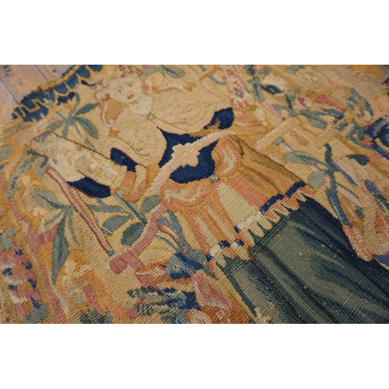 Elegant Antique Belgian Floral Tapestry Rug