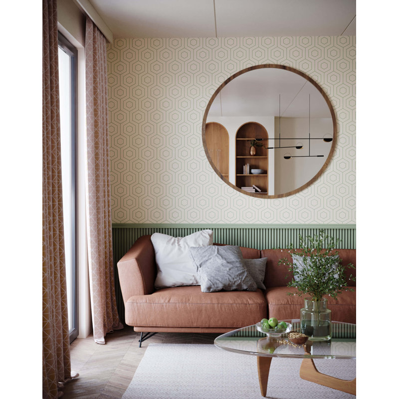 Stoughton Hexagonal Line Wallpaper, Beige