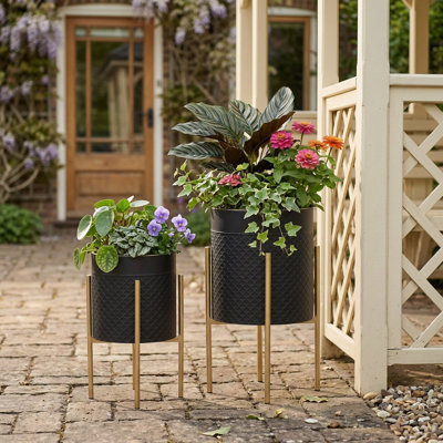 Aideen Metal Planter Pot Set for Indoor & Outdoor Use - Set of 2