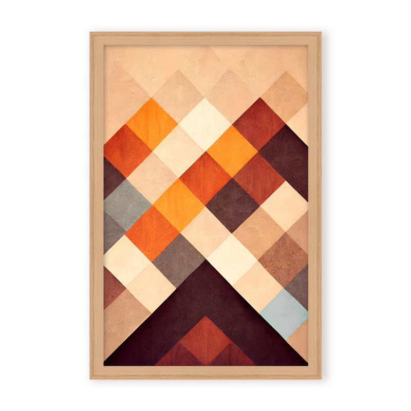 Abstract The Pyramid by  - Picture Frame Graphic Art on Paper, 24" H x 16" W x 1.125" D, Framed Matted Print, Brown