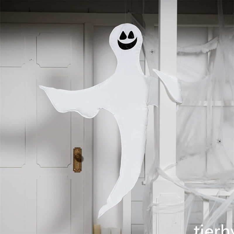 Smiling White Polyester Halloween Tree Wrap Ghost
