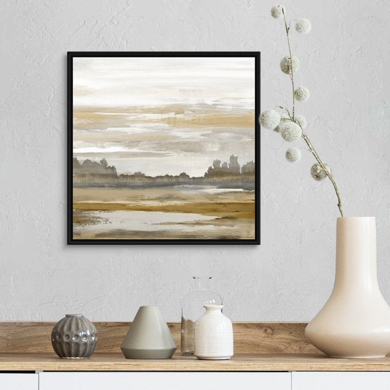 Reproduction d’art sur toile, "Landscape abstract" par David Moore, Cadre noir, H 18 po x l 18 po x P 1,75 po