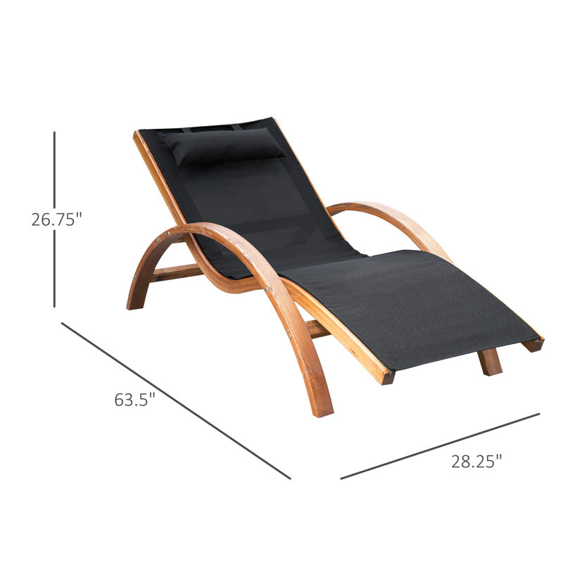 Chaise longue de patio avec maille et pin confortables et noir (cadre avec coussin de chaise peint de 265 livres)