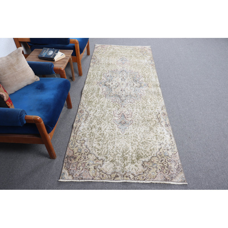 Tapis de couloir vintage turc Oushak pour couloir