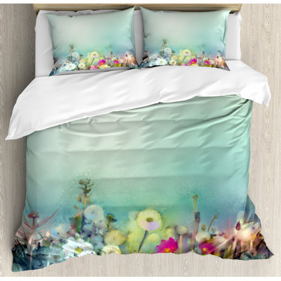 Watercolor Flower Home Farmhouse / Country Polyester Duvet Cover