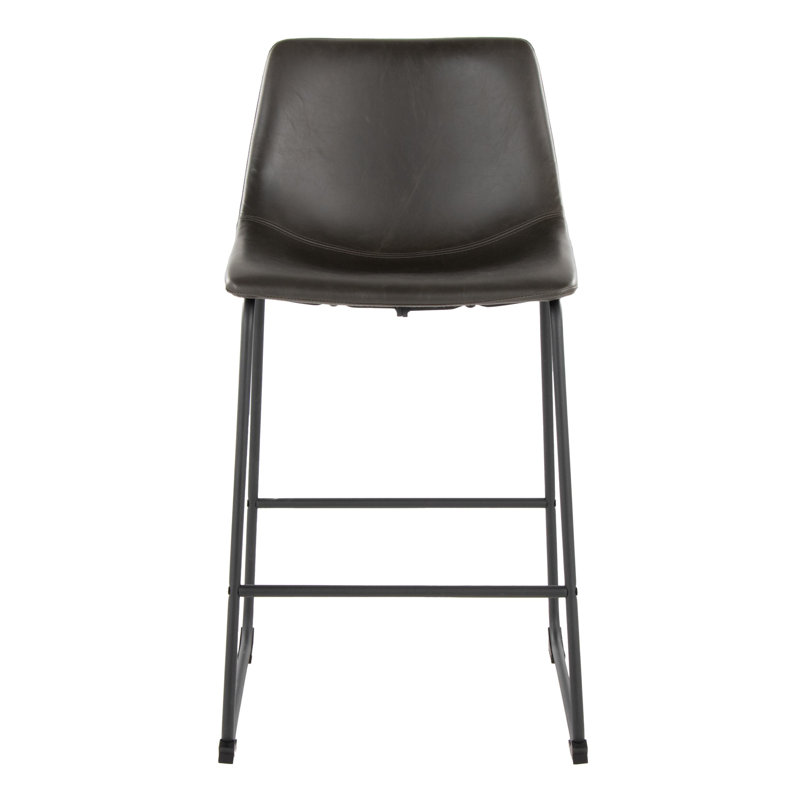 Duke Fixed-Height Counter Stool with Zig-Zag Stitching, Gray, Counter Stool (25.75" Seat Height)