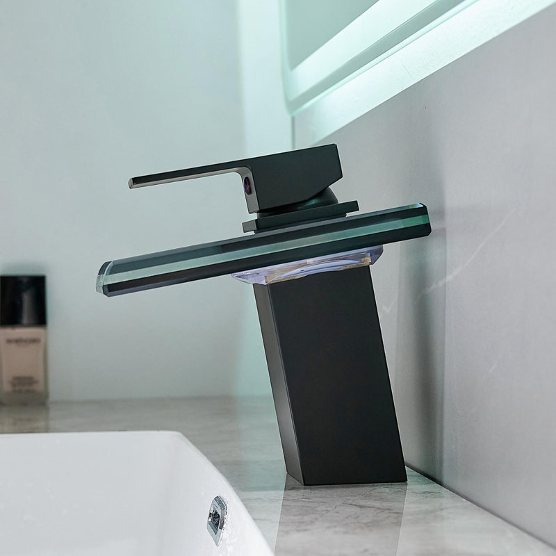 Single Hole Bathroom Faucet with Drain Assembly, Black