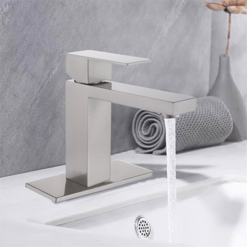 Robinet de salle de bain monocommande en acier inoxydable à un trou - T20, Nickel brossé