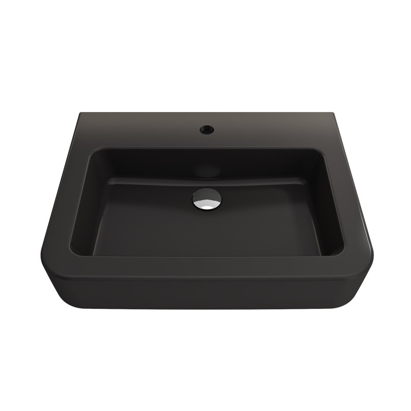 Parma 25.59'' L Bathroom Sink, Matte Black, 8" Widespread
