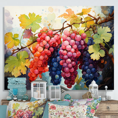 Rose, mauve, raisin, vignes, pointillisme - impression