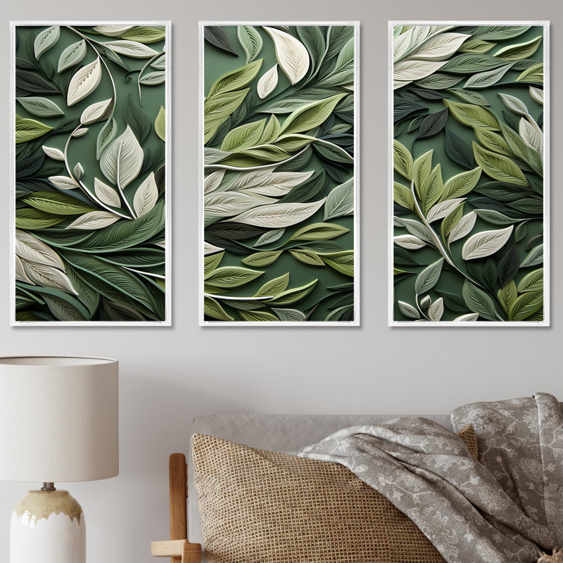 Herbes, sauge, sagesse 1 - Art floral, Cadre flottant blanc, H 32 po x l 48 po x P 1 po