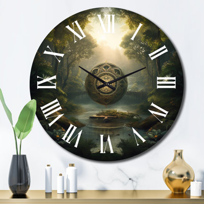 Horloge murale sacrée mandala planant dans un paysage mystique I