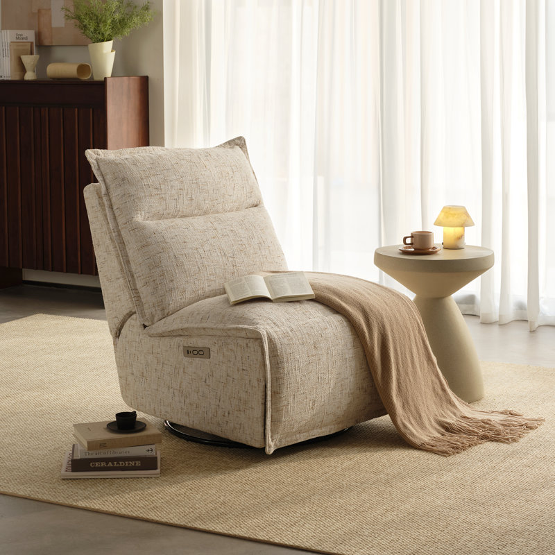 Fauteuil inclinable électrique sans accoudoirs sans accoudoirs, très large, pivotant à 270 ° et pivotant à 270 °, charge USB et Type-C, tissu OEKO-TEX