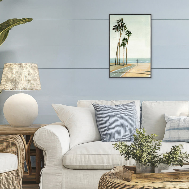 Estampe numérique Six Palms Seaside Road, conception de Brook Page, H 18 po x l 12 po, Giclée encadrée noir minuit