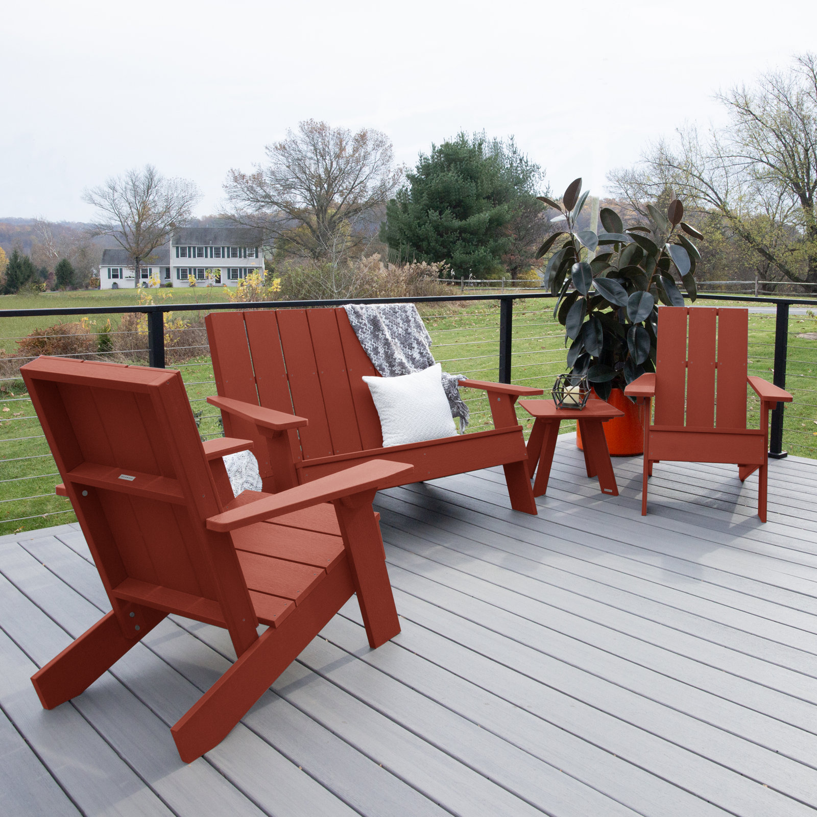 Byrnes 4 - Person Patio Conversation Set, Rustic Red