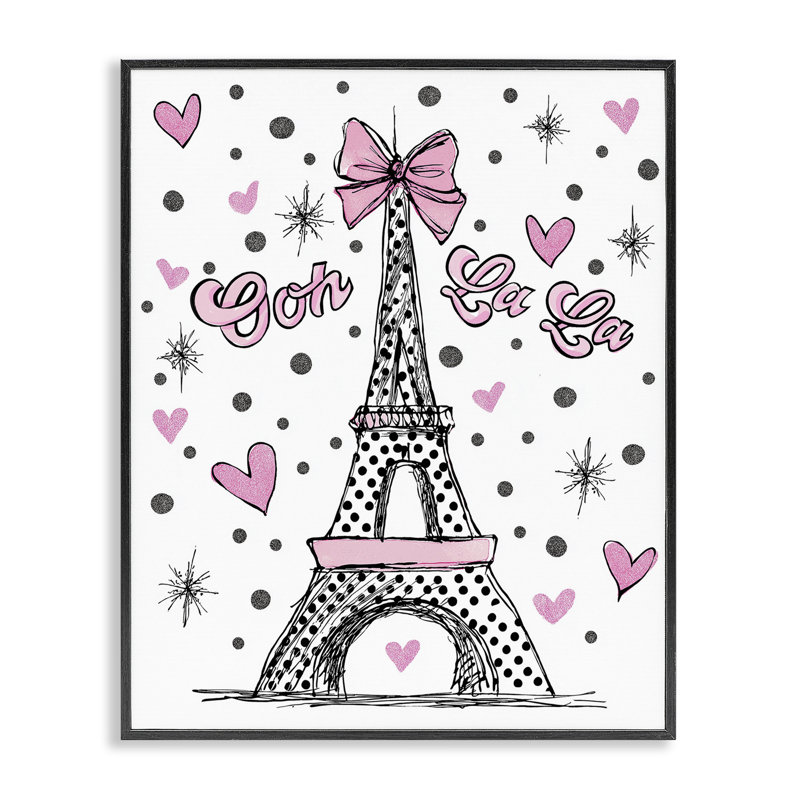 «Ooh La La Polka Dots Eiffel», estampe numérique par Jess Stempel, Giclée noire de minuit encadrée, H 30 po x l 24 po