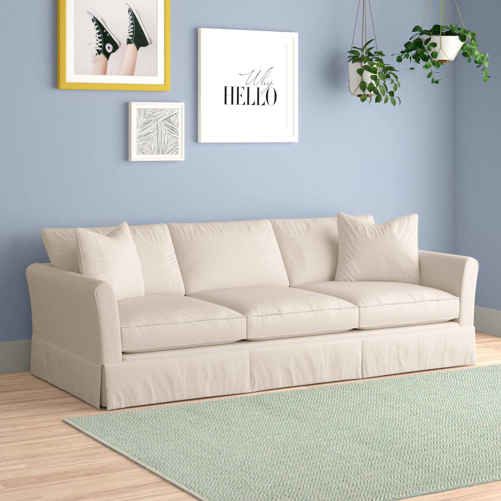 Shelby 82'' Upholstered Sofa, Conversation Ivory Basketweave