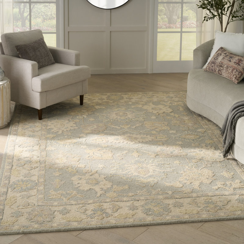 Tapis d'intérieur bleu ivoire Franck, Rectangle 9 pi 9 po x 13 pi 9 po