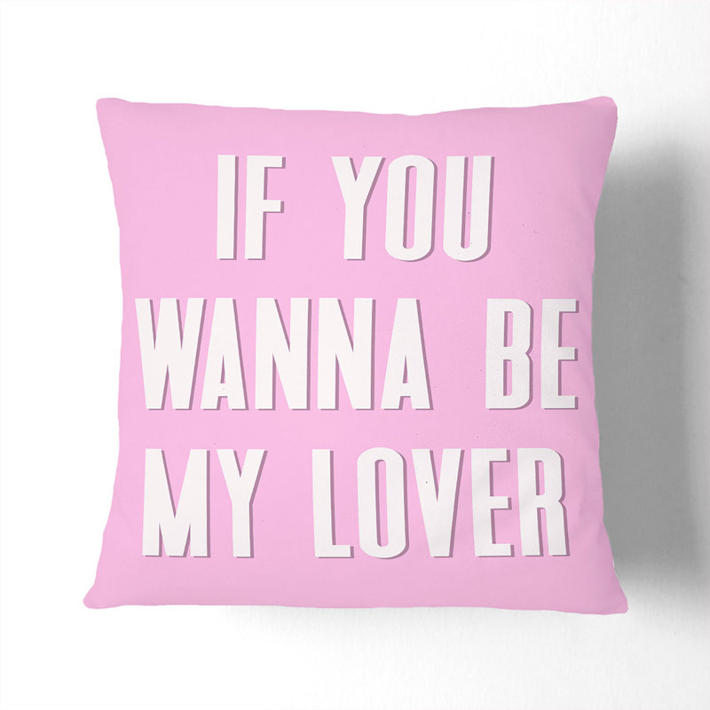 My Lover Typography Square Throw Cushion, 40cm H x 40cm W x 15cm D, White