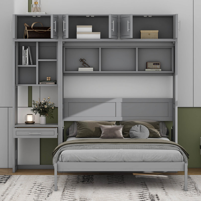 Armoire murale avec tablettes et tiroir Murphy, gris, Grand