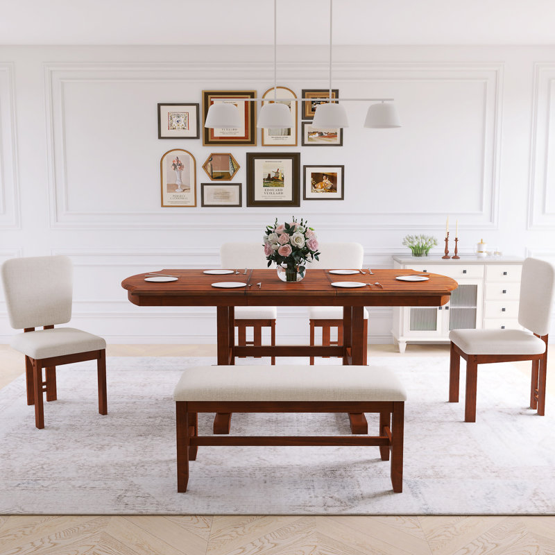 Traditional Extendable Wood Dining Table Set