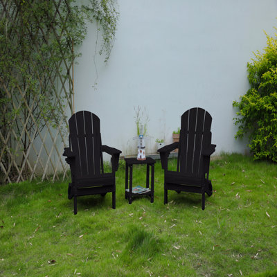 Chaise Adirondack pliante avec table d'appoint, ensemble de 3 chaises Adirondack avec texture en bois