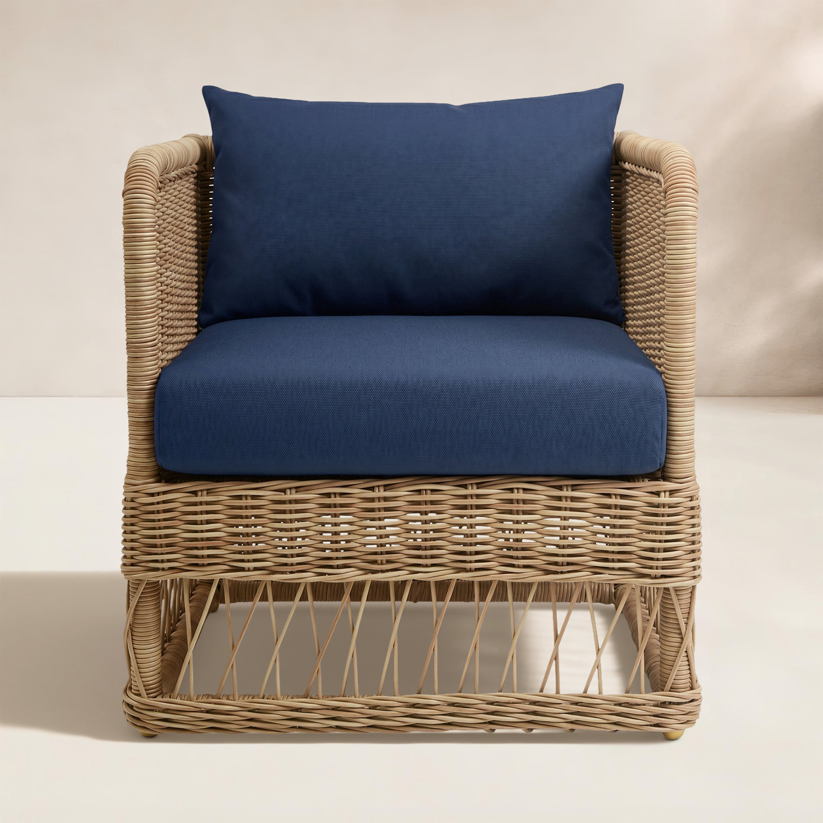 Margot Sunbrella® Patio Lounge Chair, Canvas Navy, Brown