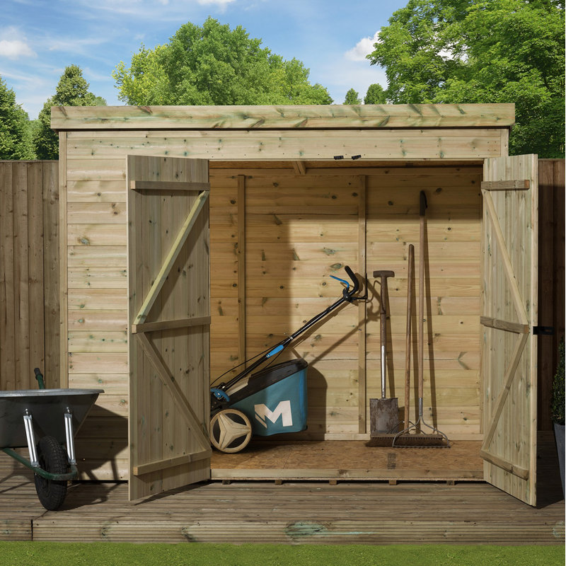 7 ft. W x 5 ft. D Solid Wood Tongue & Groove Pent Garden Shed