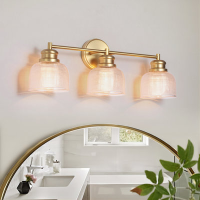 3-Light Dimmable Bowl Grid Glass Bathroom Vanity Light