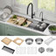 Évier de cuisine KRAUS Kore ™ à 2 niveaux en acier inoxydable encastrable à simple cuve de calibre 16 de 45 po avec accessoires Kore ™