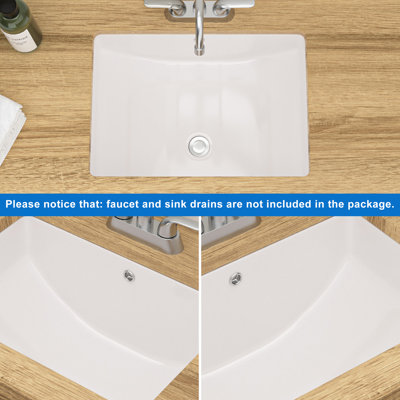 197Inch X 14Inch White Ceramic Rectangular Undermount Bathroom Sink With Overflow Protection Stain Resistant Surface For Modern Bathroom Installations