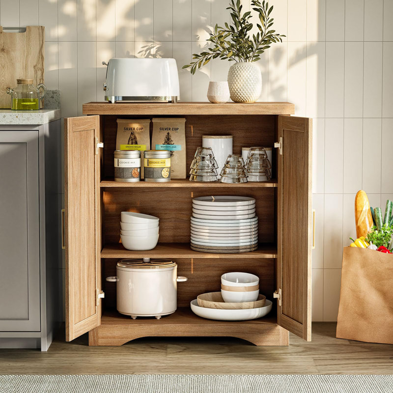 Buffet cannelé avec rangement d'appoint, Chêne naturel