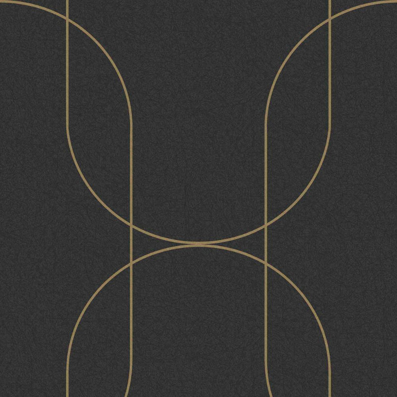 Geometric Metallic Wallpaper Double Roll, Black
