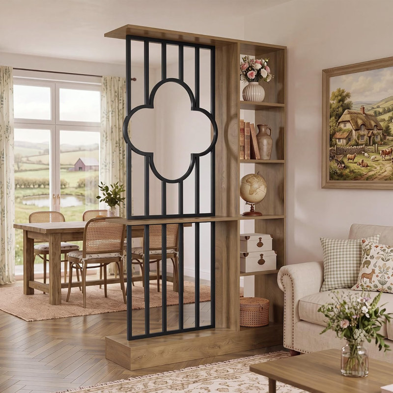 71" Tall Room Divider with Shelves