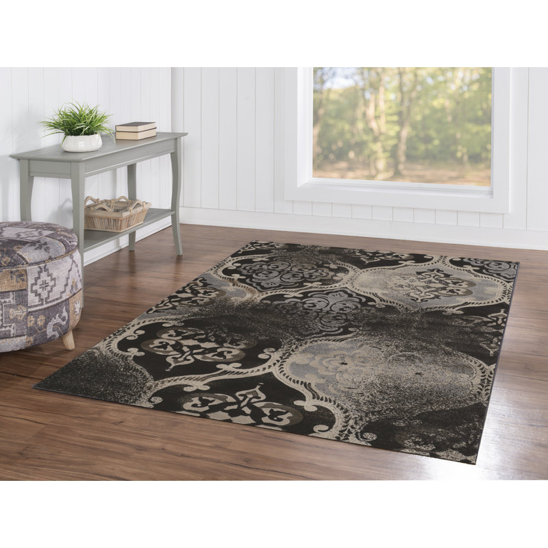 Tapis beige / noir Valdosta, Rectangle 5 pi x 7 pi 6 po