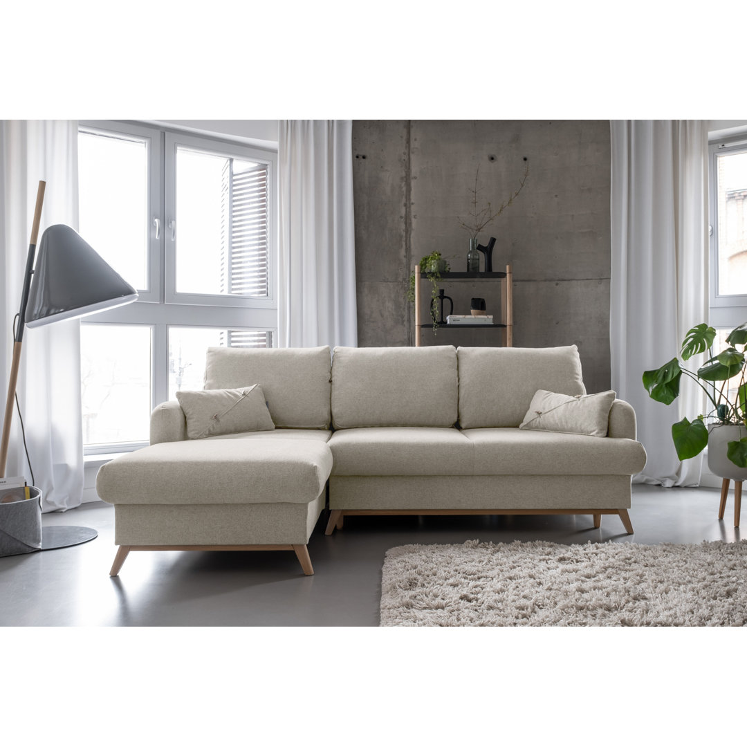 Ecksofa Lagom aus Samt mit Bettfunktion