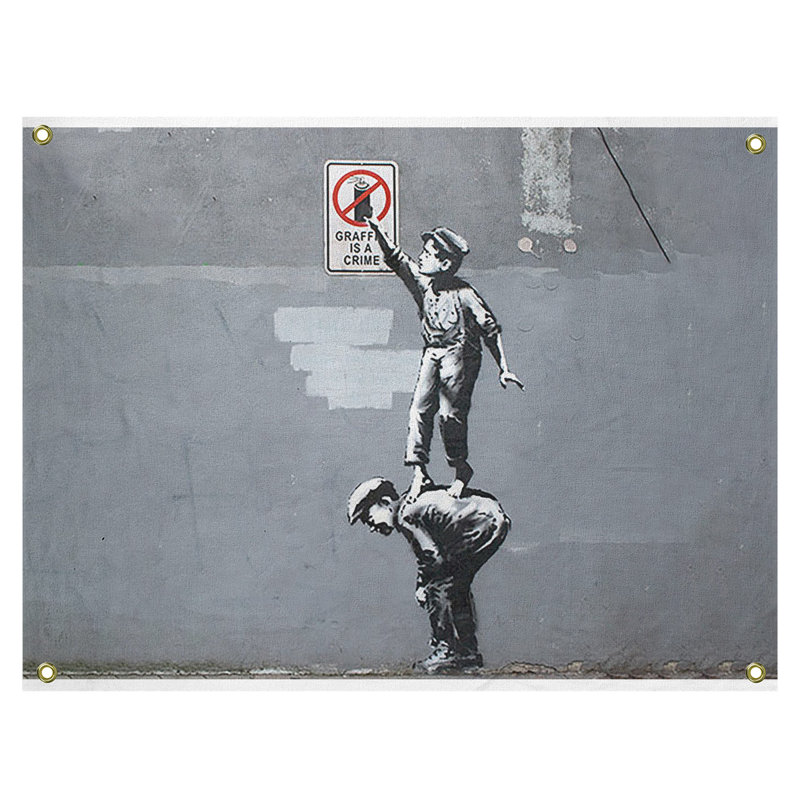 Le graffiti de polyester est un tapisserie crime, H 50 po x l 59 po x P 1 po