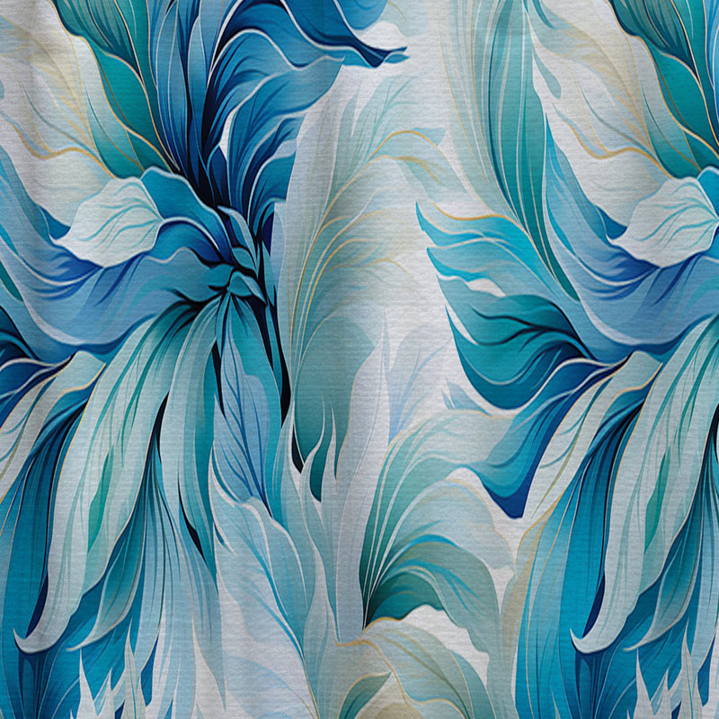 Oceanic Mirage Tropical Pattern III - Tropical Velvet Curtain - Room darkening - 1 panel, 52" W x 120" L