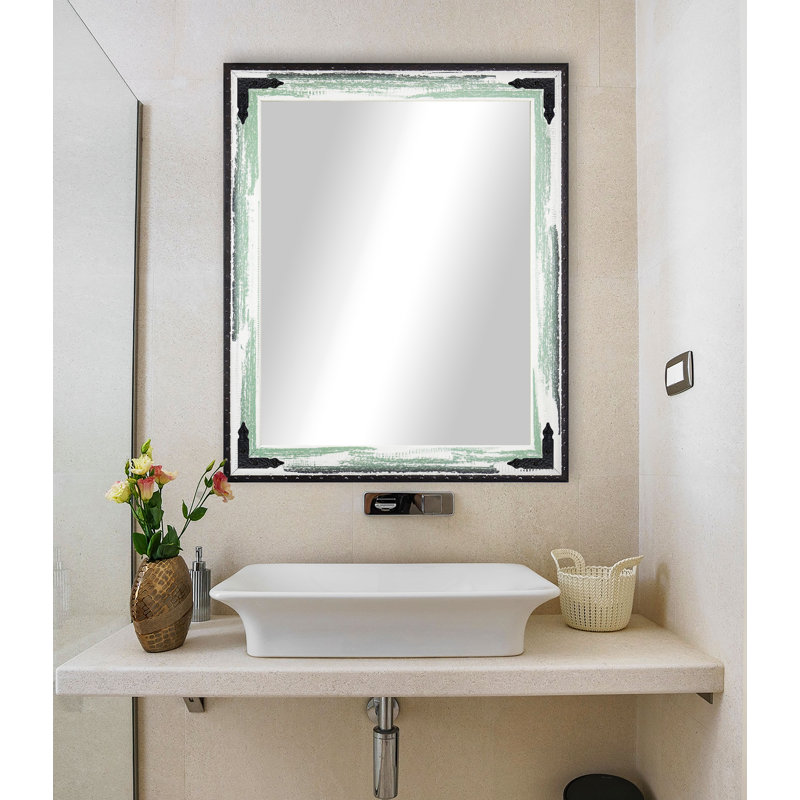 Miroir pleine grandeur rustique patiné, Écume de mer, H 35,5 po x l 29,5 po