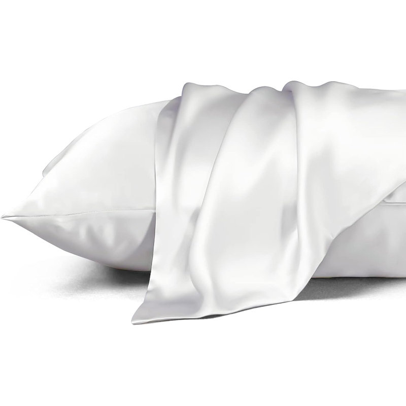 Silk LIke Pillowcase Bed Pillow Covers, Breathable, Skin-Friendly, Queen, White