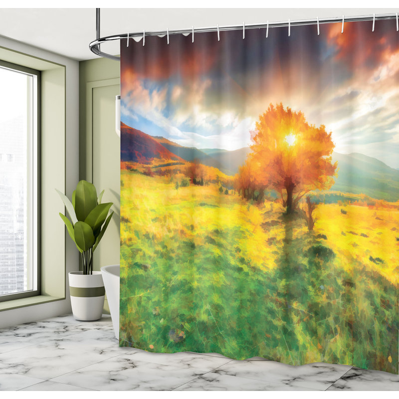 Dakota Fields Landscape Shower Curtain Fall Season, 75" H x 69" W