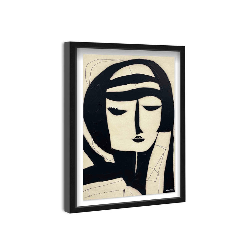 Oliver Gal Magritte or a Woman Portrait - Paint Framed Shadowbox Art, Black, 46.5" H x 31.5" W