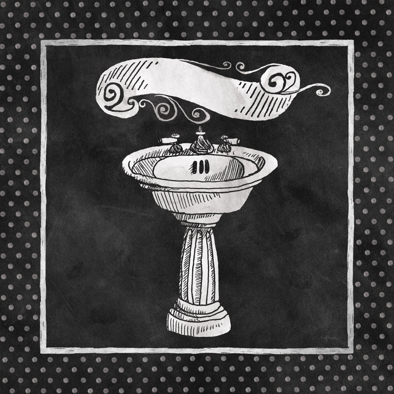 Évier tableau noir sans bordure à pois, H 36 po x l 36 po, Non, Cadre doré simple