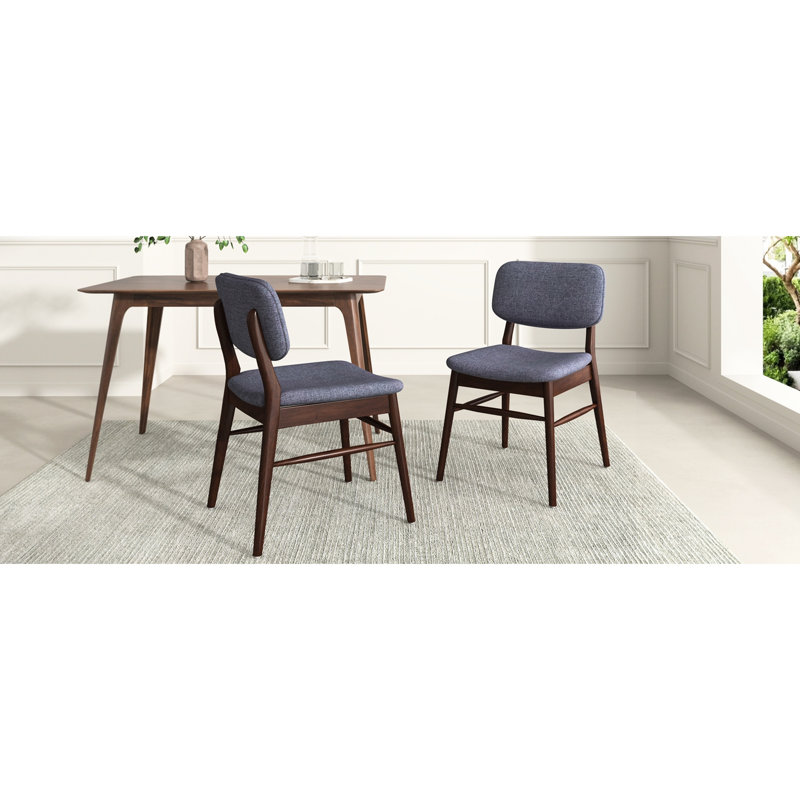 Chaises de salle à manger rembourrées 2 pièces Mid Century en noyer et gris anthracite, pieds évasés, assemblage facile, chaises idéales pour les espaces de vie, + structure, look rétro chic, plusieurs pièces adaptées